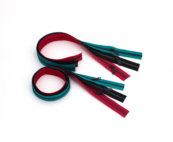 Endlosreißverschluss- Set metallisiert fuchsia, grünpetrol, schwarz/ titan (6 x 50 cm)